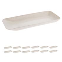 Kit 12un travessa retangular p/ petiscos petisqueira bege
