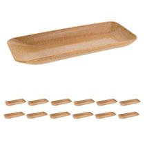 kit 12UN TRAVESSA RETANGULAR PARA PETISCOS marrom claro