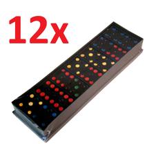 Kit 12x jogo dominópreto clássico lembrancinha pontos coloridos