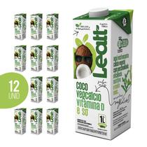 Kit 12x leite de coco leatt 1l sem açúcar bebida vegetal