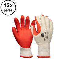 Kit 12x Luva de Segurança Latex Vulcanizada Marluvas