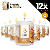 Kit 12x Vela Aromática Vela Perfumada 60g - Creme Brulee - Chama de Ouro