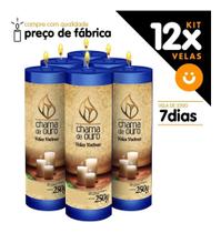 Kit 12x Vela De 7 Dias Atacado 250g Velas - Cor Azul Escuro