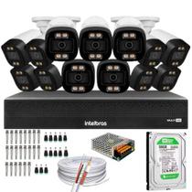 Kit 13 Câmeras Segurança FullColor Visão Noturna Colorida Dvr Intelbras 1016c Hd 500gb