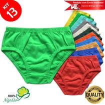 Kit 13 Cuecas Infantil Slip Algodão Lisa Estampada Criança Revenda