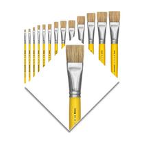 Kit 13 Pincéis Chato 815 Tigre p/ Pintura Tintas Guache ou Acrílica uso Escolar ou Artesanato em Papel Tela Tecido Mdf