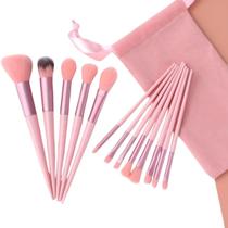 Kit 13 Pincéis de Maquiagem Profissional com Sacola Estojo Cerdas Macias Alta Precisão