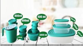 Kit 13 Potes vasilhas herméticos de Plástico + 1 Jarra para Suco Vasilhas de Plástico
