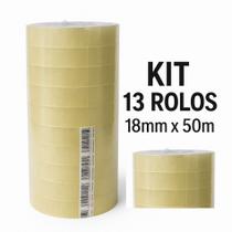 Kit 13 Rolos Fita Adesiva Transparente 18mm x 50m Fita de Empacotamento, Escritório, Escolar e Uso Geral Kit 13 Rolos Fita Adesiva Transparente 18mm x 50m Fita de Empacotamento, Escritório, Escolar e Uso Geral