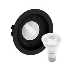 Kit 13 Spot Embutir Redondo Recuado Par20 Preto + Lâmpada Led 4,8w 6500k