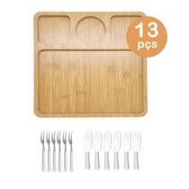 Kit 13pçs Petisqueira Tábua frios petiscos garfo e espátula