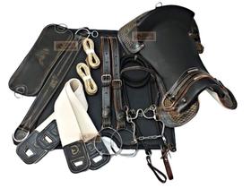 KIT 13x PEÇAS Montaria Sela FREIO DE OURO PRETA