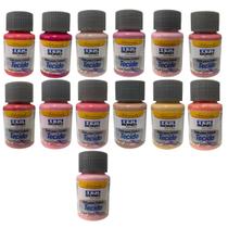 Kit 13x Tintas Para Tecido Tekbond 37ML Tons de Rosa