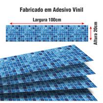 Kit 14 Adesivos Piscina Azulejo Fundo Dagua Azul 100x20cm