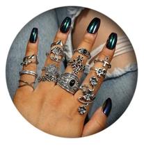 Kit 14 Anel Falange Flores Pássaro Árvore da Vida Kit 14 Anel Falange Flores Pássaro Árvore da Vida