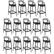 Kit 14 Banquetas Allegra com Encosto Design Cozinha/Bancada - Preto Kit 14 Banquetas Allegra com Encosto Design Cozinha/Bancada - Preto