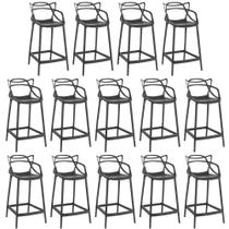 Kit 14 Banquetas Média Allegra 66cm Design Cozinha/Bancada - Preto Kit 14 Banquetas Média Allegra 66cm Design Cozinha/Bancada - Preto