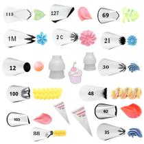 Kit 25 Peças Bicos De Confeitar Jogo Inox Decorar Bolos Natal