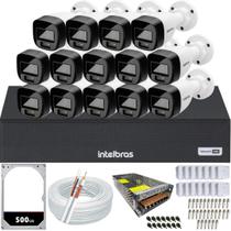 Kit 14 Câmeras 1220B Full Color Intelbras Dvr Mhdx 16ch 500GB colorido dia e noite
