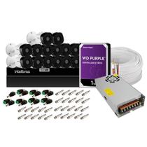 Kit 14 Câmeras de Segurança Infra Intelbras VHL 1120 B + DVR MHDX 1216 Multi HD + HD 1TB +