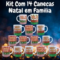 Kit 14 Canecas Natal em Família Decoração e Presentes de Natal