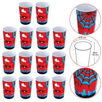 Kit 14 Copo Plástico 550ml Label Menino Vermelho e Azul 9x9x13cm