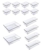 Kit 14 Organizador Multiuso Modular Gavetas Acrílico Cristal 2G/4M/8P