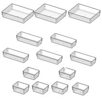 Kit 14 Organizadores Acrílico Cristal Modular 3 G/5 M/ 6 P Kit 14 Organizadores Acrílico Cristal Modular 3 G/5 M/ 6 P