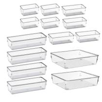 Kit 14 Organizadores de Acrílico Multiuso para Gavetas Armarios Geladeiras Rebirth Kit 14 Organizadores de Acrílico Multiuso para Gavetas Armarios Geladeiras Rebirth