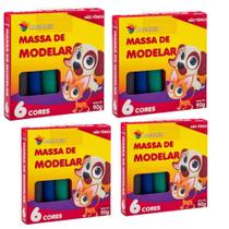 KIT 1,4,ou 6 MASSA DE MODELAR 6 CORES 90G MASSINHA