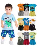 Kit 14 Peças de Roupa infantil Menino 7 Camisetas 7 Bermudas Kit com 7 Conjuntos Infantil Verão para Menino dias quentes Kit 14 Peças de Roupa infantil Menino 7 Camisetas 7 Bermudas Kit com 7 Conjuntos Infantil Verão para Menino dias quentes