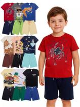 Kit 14 Peças de Roupa infantil Menino 7 Camisetas 7 Bermudas Kit com 7 Conjuntos Infantil Verão para Menino dias quentes Kit 14 Peças de Roupa infantil Menino 7 Camisetas 7 Bermudas Kit com 7 Conjuntos Infantil Verão para Menino dias quentes