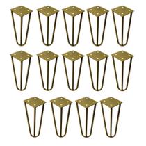 Kit 14 Pés de Metal 15 CM Hairpin Legs Mesas de Centro Puffs Dourado G41 Kit 14 Pés de Metal 15 CM Hairpin Legs Mesas de Centro Puffs Dourado G41