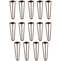 Kit 14 Pés de Metal 30 CM Hairpin Legs Mesa de Canto Rack e Puffs Bronze G41
