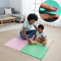 Kit 14 Placa Tapete Infantil Peça EVA Estilo Tatame 50x50cm 10mm 3,5m² Emborrachado Crianças Bebes Exercícios Academia Yoga Pilates Impermeável