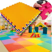 Kit 14 Placas Com 3,5 m² Tatame Piso Tapete em EVA 50x50x1cm Infantil Colorido Interativo Para Crianças Bebes Brinquedoteca Quarto Decoração