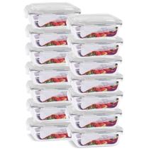 KIT 14 Pote de Vidro Retangular com Tampa Hermética 640ml Branco