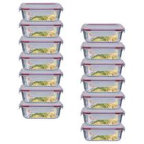 Kit 14 Potes Vidro Hermético Marmita 4 Travas Canelado 370ml Kit 14 Potes Vidro Hermético Marmita 4 Travas Canelado 370ml