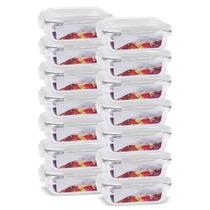 KIT 14 Potes Vidro Herméticos Retangular 370ml Branco
