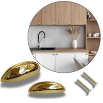 Kit 14 Puxador para Móveis Modelo Concha Dourado Meia Lua
