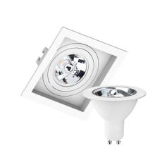 Kit 14 Spot Embutir Quadrado Recuado AR70 Branco + Lâmpada Led 4,8w 2700k