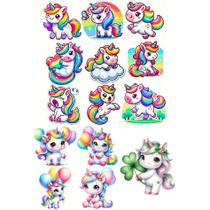 Kit 14 Tatuagem Temporaria Tema Unicornios