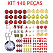 Kit 140 Enfeites Pendentes Árvore Natal Bolinha Pisca Oferta