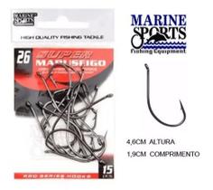 Kit 15 Anzol Pesca Marine Sports Super Maruseigo Black N-26 Kit 15 Anzol Pesca Marine Sports Super Maruseigo Black N-26