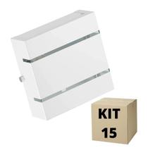 Kit 15 Arandelas Slim 2 Fachos Frisada Branca Policarbonato MD1021