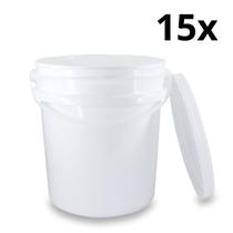 Kit 15 Baldes Plástico 5L Atóxico com Tampa Hermética e Alça para Armazenamento Alimentos Bebidas Kit 15 Baldes Plástico 5L Atóxico com Tampa Hermética e Alça para Armazenamento Alimentos Bebidas