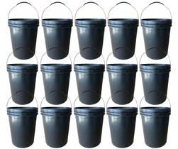 Kit 15 Baldes Plásticos 20L c/ Tampa Segurança