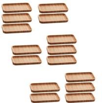 Kit 15 Bandeja De Bambu Retangular Cozinha 20x10cm Petisqueira