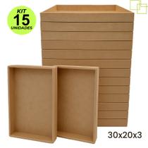 Kit 15 Bandejas Decorativas Organizadoras em MDF Sem Pegador 30x20x3