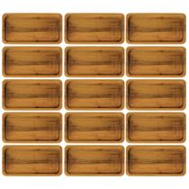 Kit 15 Bandejas Madeira Teca 20x10cm Tábuas Petisqueira Frios Servir Restaurante
